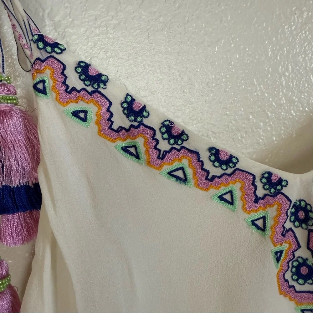 HEMANT AND NANDITA Silk Ivory embroidered Dress Size S - Picture 6 of 14